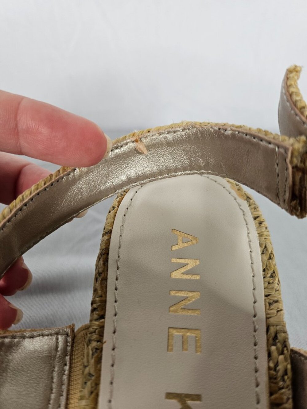 Anne Klein Raffia Platform Sandals | Coastal Resort Heels | Women's Size 6.5 - Picture 12 of 14
